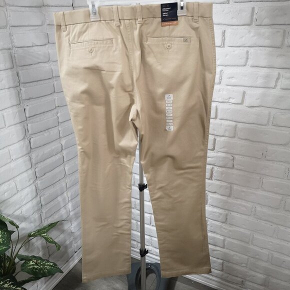 NWT Denver Hayes Men's Size 38/32 Tan Straight Flat Front Flextech 360 Khakis - Picture 2 of 11